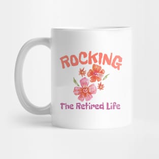 Rocking The Retired Life Orange and Hibiscus Flower Mug